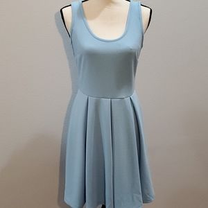 Casual powder blue fit and flare dress